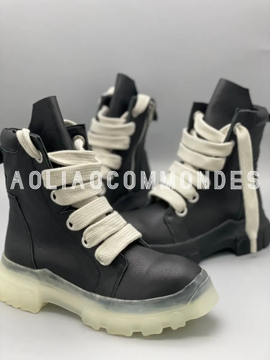 Ro Dark Pioneer Gothic Octopus Bottom Thick Shoelace Punk Thick Sole Cowhide High-Top Shoes Boots