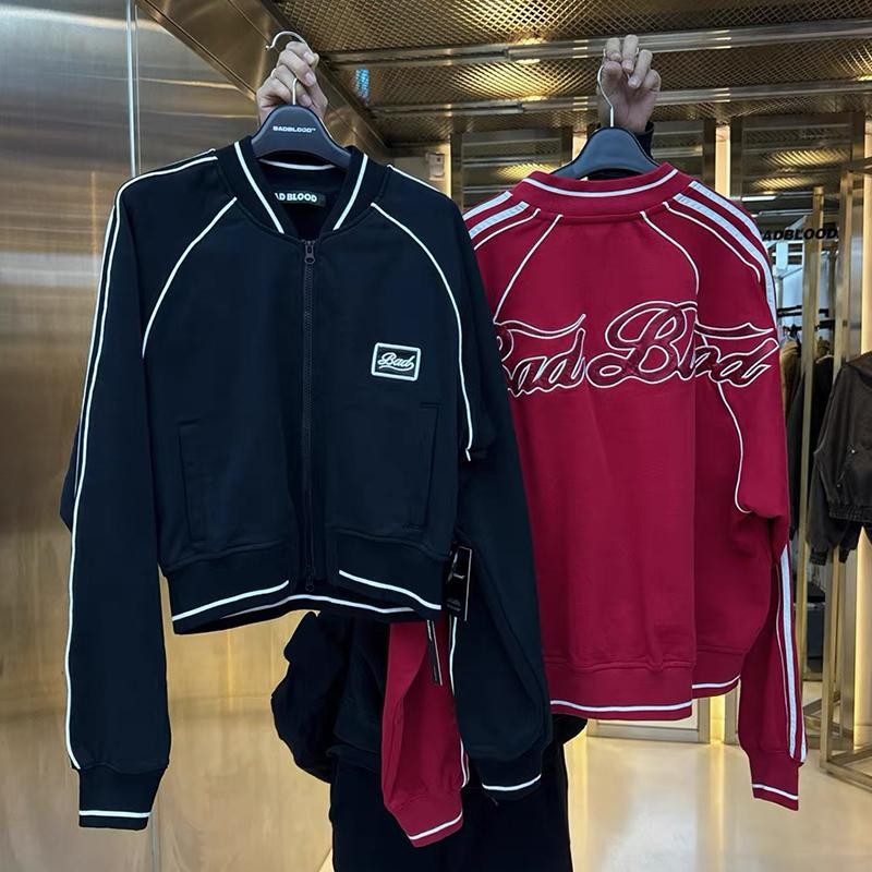 Badblood Bcac Series American Retro Casual Baseball Uniform Letter Embroidered Sweatshirt Pilot Short Outwear