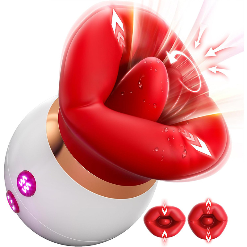 Cross-Border New Product First Kiss  360 Degree Rotation 10-Frequency Tongue Licking Vibration Female Erotic Adult Products Wholesale