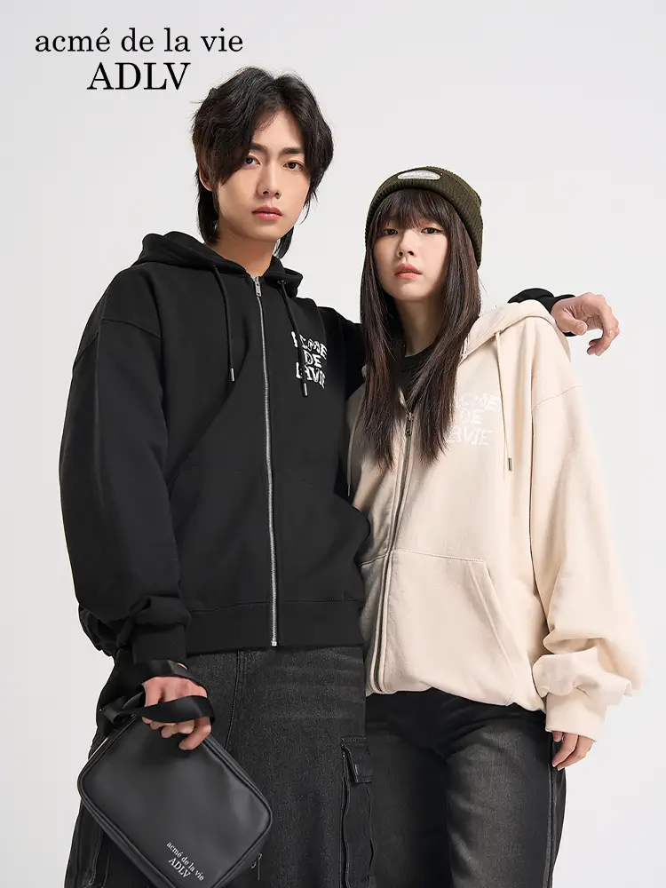 Adlv letter Pattern Print Hooded Zipper Sweatshirt 25 Years New arrival Men's and Women's Spring and Autumn Outwear South Korea