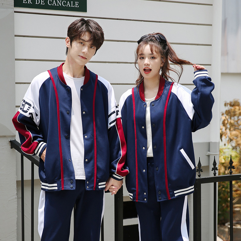 High School Uniform Set Junior High School Student Class Uniform Primary and Secondary School Sportswear Baseball Uniform Sports Leisure Suit