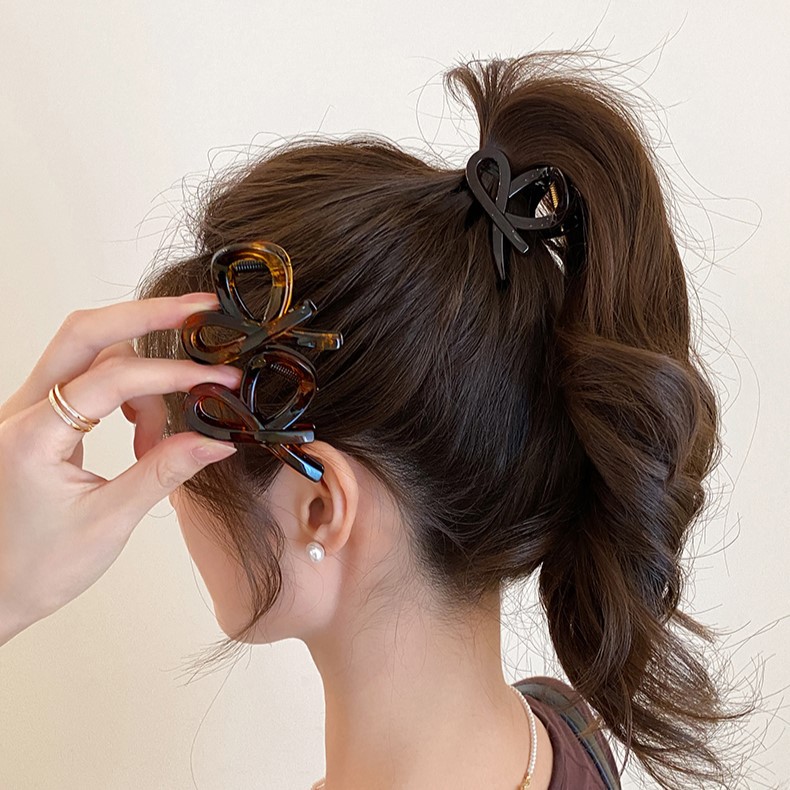Small Bow Hair Clip for Women, Mini High Ponytail Hair Clip, Elegant and Simple Versatile Shark Clip