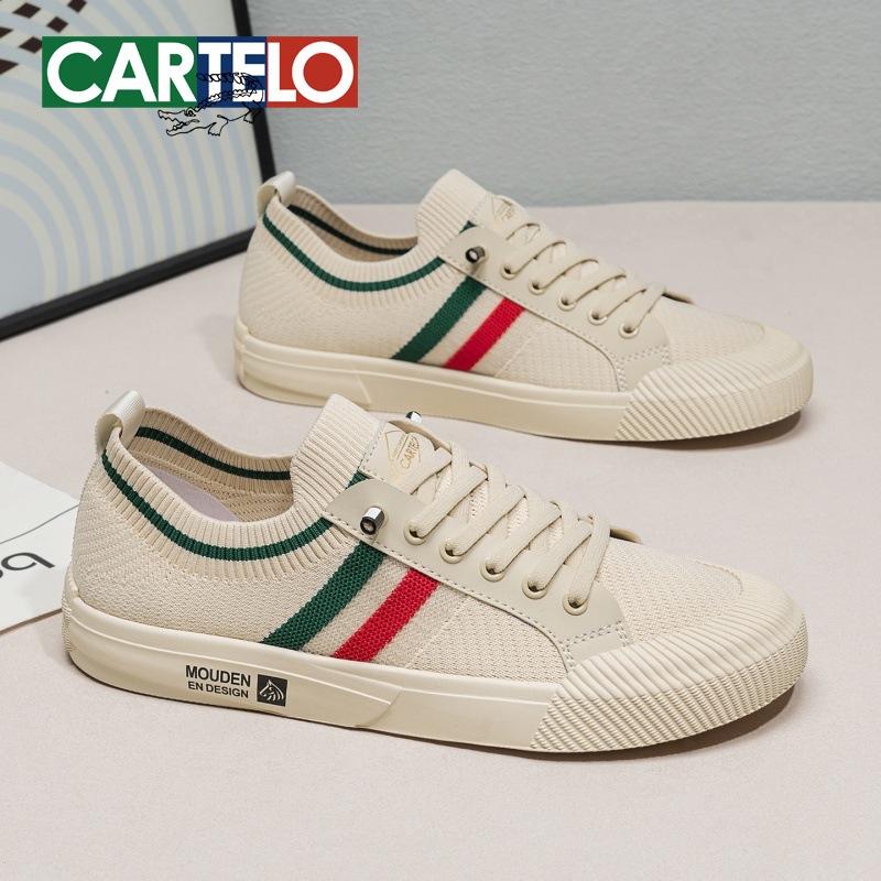 Cartelo Crocodile Men's Shoes, Summer Breathable Thin Fly-Knit Sneakers, Men's Slip-On Soft-Soled Sports Casual Shoes