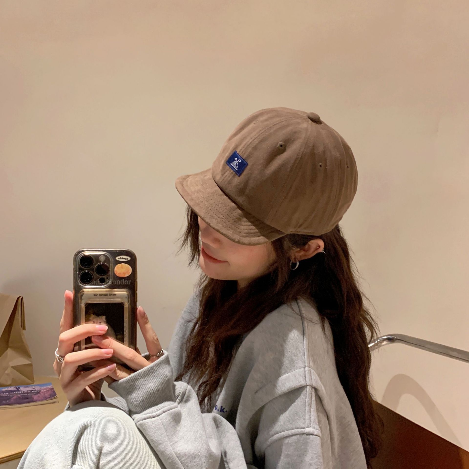 Street Hip-Hop Soft-Eave Japanese Trendy Men's and Women's Vintage Baseball Cap Patch Big Head Hat Tooling Short-Eave Cap