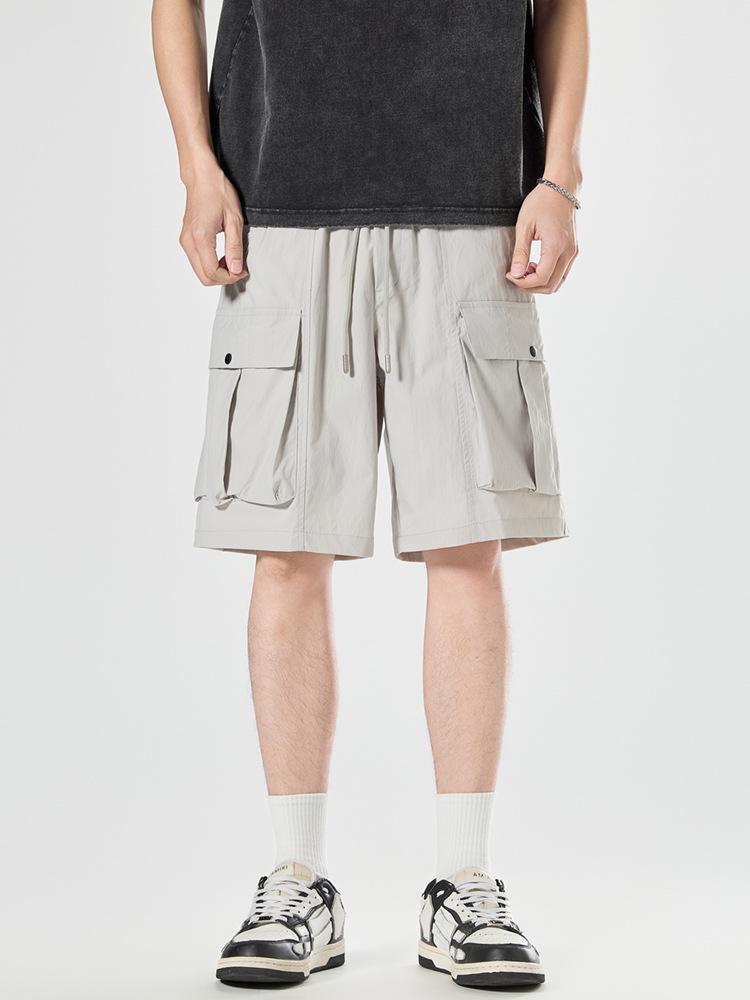 Laikai American-Style Work Shorts for Men, Summer New Trendy Design with Large Pockets, Loose Fit, Sports Casual Five-Point Shorts