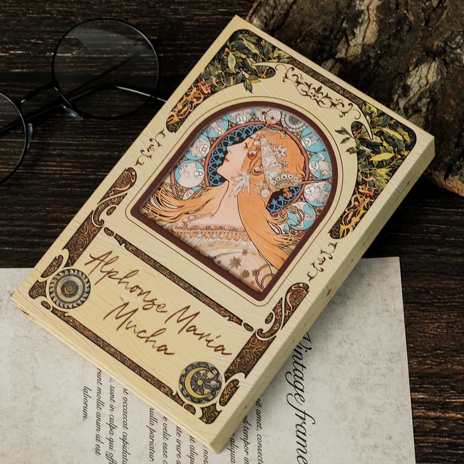 Retro Style Mucha Illustration Series Hard-Shell Magnetic 70% off Page Notebook for School Records