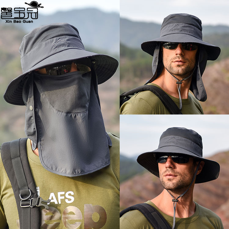 Fisherman hat men's sun hat summer outdoor quick-drying sun hat fishing breathable sun hat female face cover hat 9073