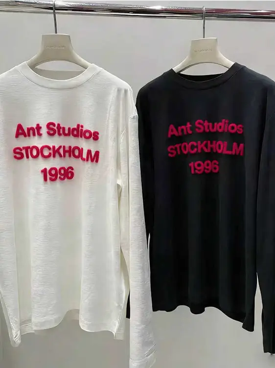 Share Favorite 1996 Digital Letter Flocking Fashion Long-Sleeve T-Shirt for Men and Women Trendy Brand