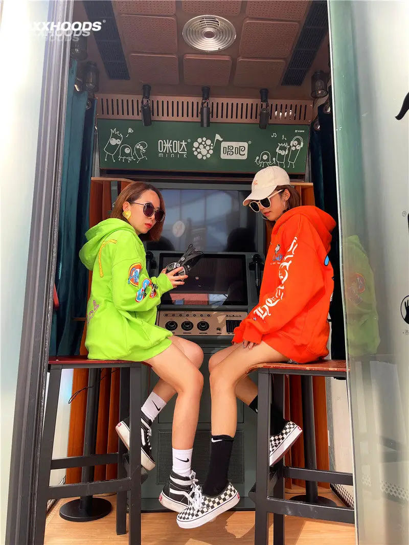 Shiny Blind Fluorescent Color Clown Cartoon Animation Sex Print Logo Cute Funny Hoodie ins Sweatshirt