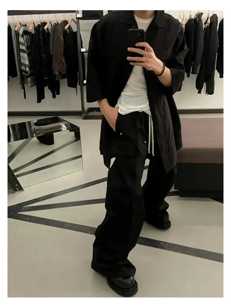 American Dark Style Ro Original Standard Workwear Large Flap Pocket Pants Loose Wide Leg Motorcycle Niche Trendy Brand Men's and Women's Casual Long Pants