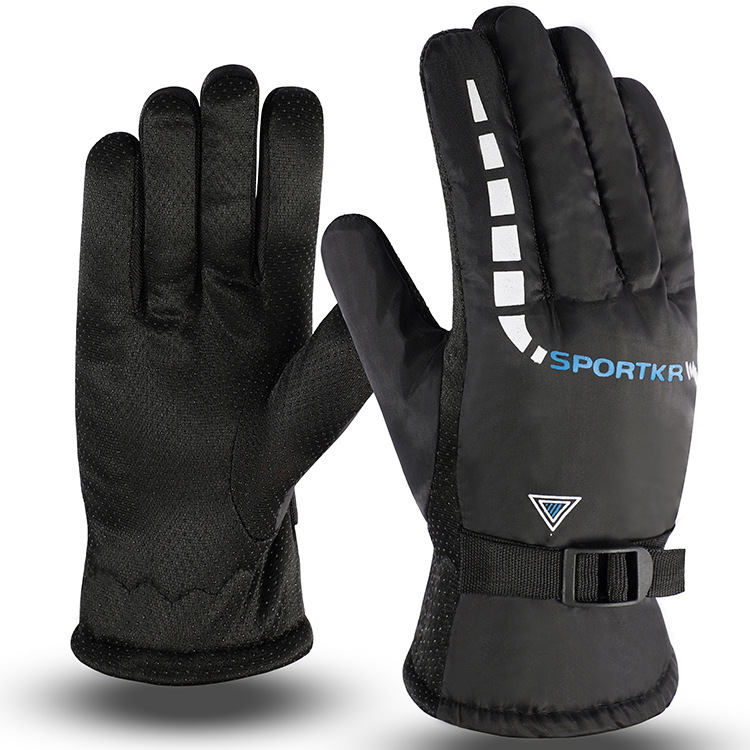 Winter Autumn and Winter Men's Warm Gloves for Outdoor Skiing, Motorcycle, Electric Vehicle Riding, Cycling Gloves with Fleece Lining and Thickened