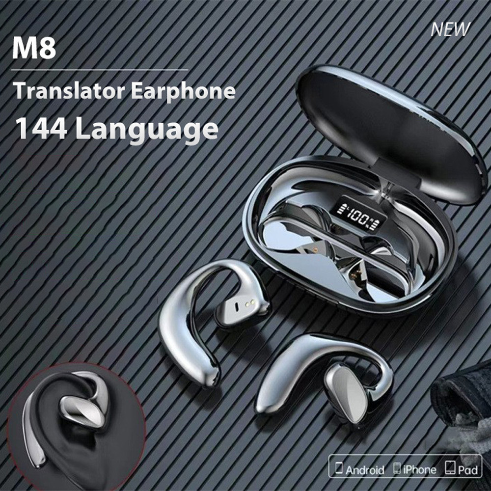 Cross-border bluetooth smart translation headset two-way dialogue simultaneous translation machine voice real-time translation bluetooth headset M8