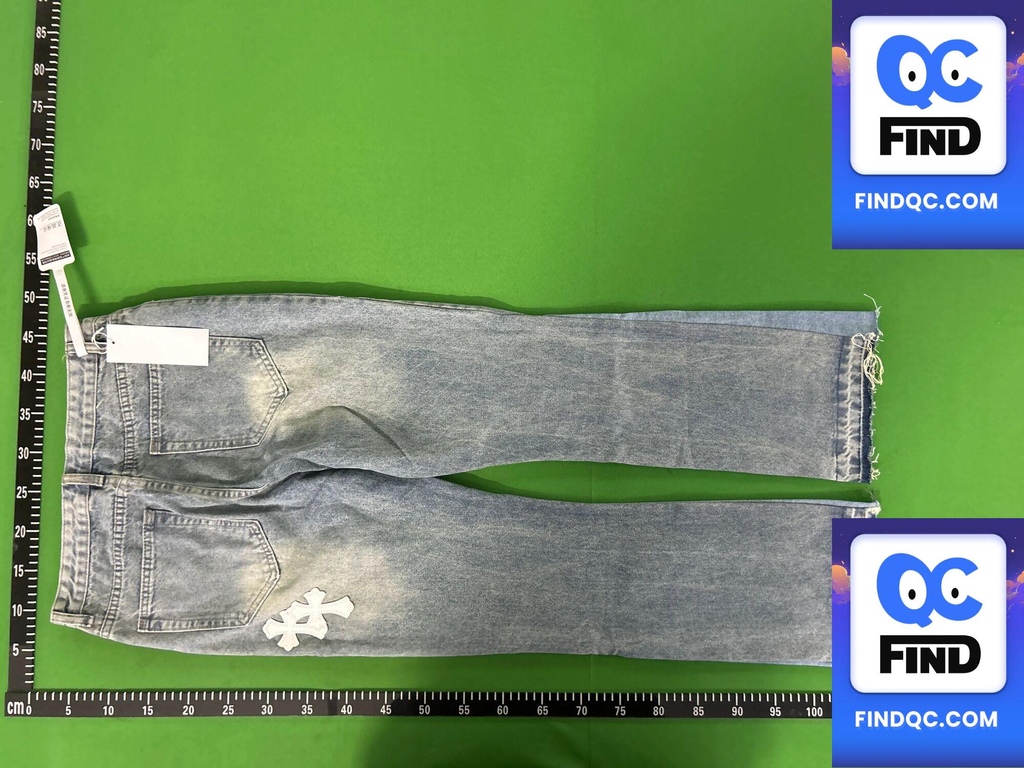 CH潮牌新款复古贴皮十字标牛仔喇叭裤洗水做旧拼接牛仔裤高街长裤 QC