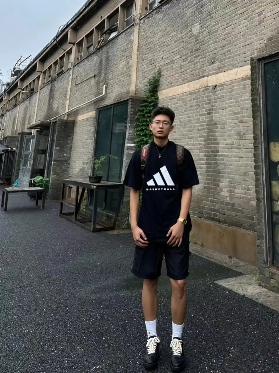 美式夏季基础纯色尼龙四分裤男宽松简约速干休闲宽松运动短裤男士