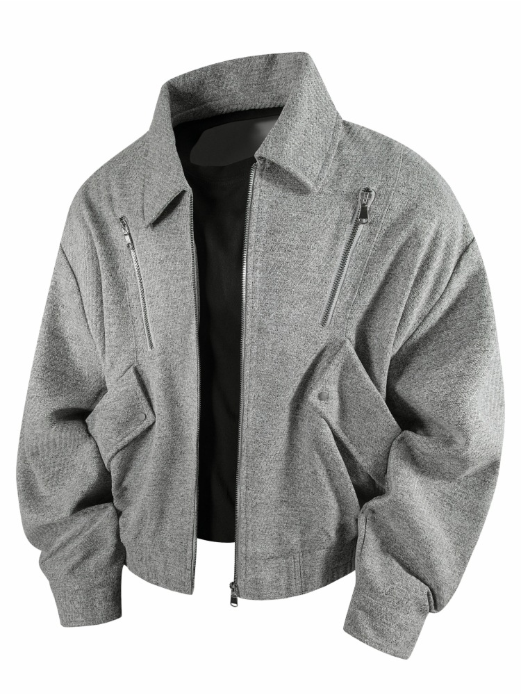 Men's Lapel Leather Jacket Men's Spring & Fall American Trendy Versatile Trendy Brand Zipper Zipper Pu Leather Jacket