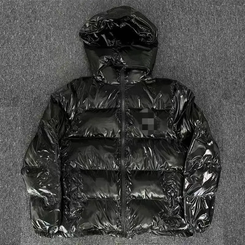 TR高版本黑色亮面刺绣连帽棉衣冬季加厚外套防水棉服