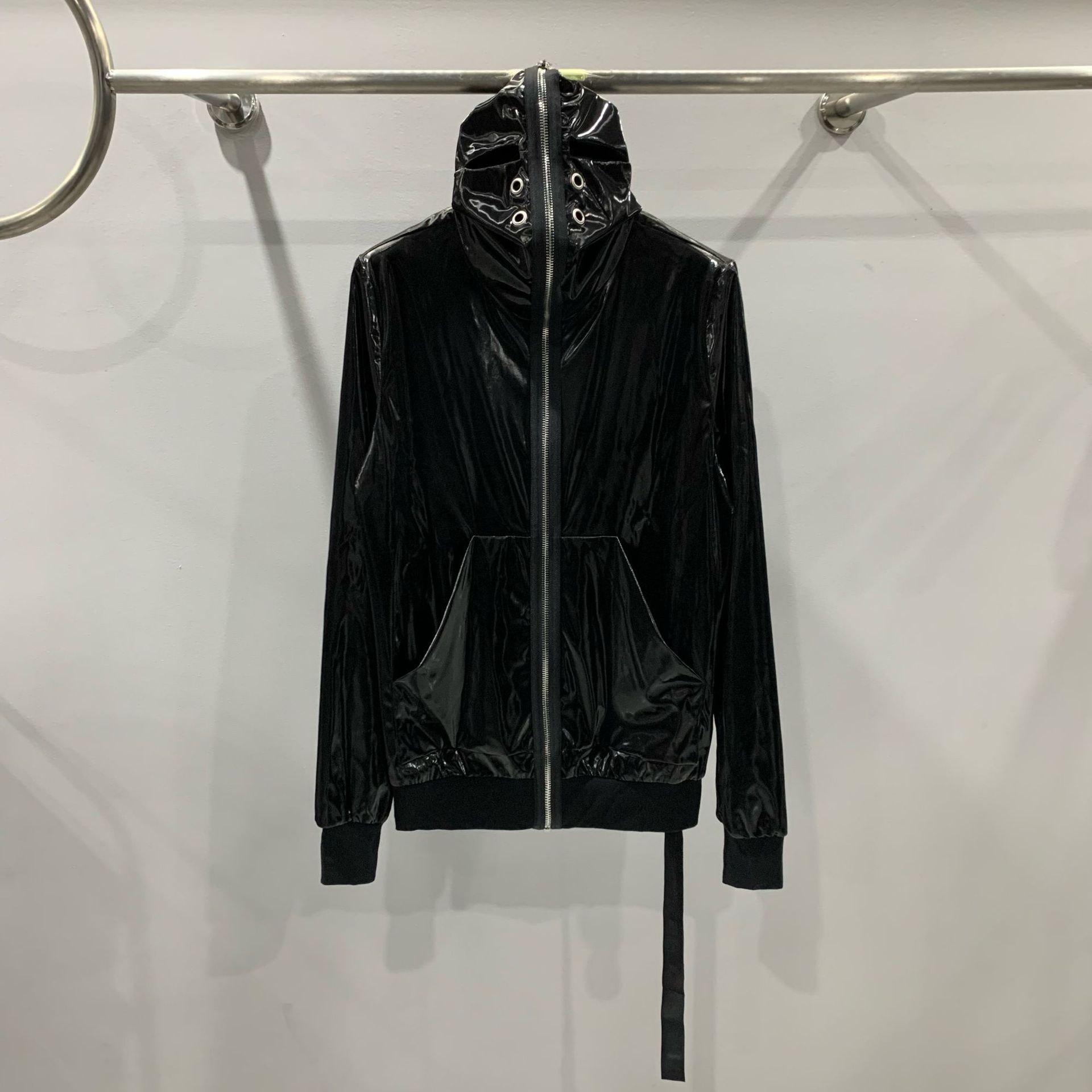 Men's Jacket New Style Shark Design Dark Style American Glossy Jacket Autumn Windbreaker Black Jacket