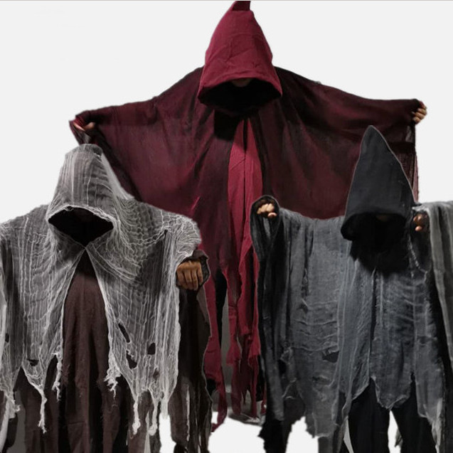 Halloween Cloak Cape Rag Cosplay Adult Children Zombie Costume Skeleton Cape Props Horror Ghost Grim Reaper