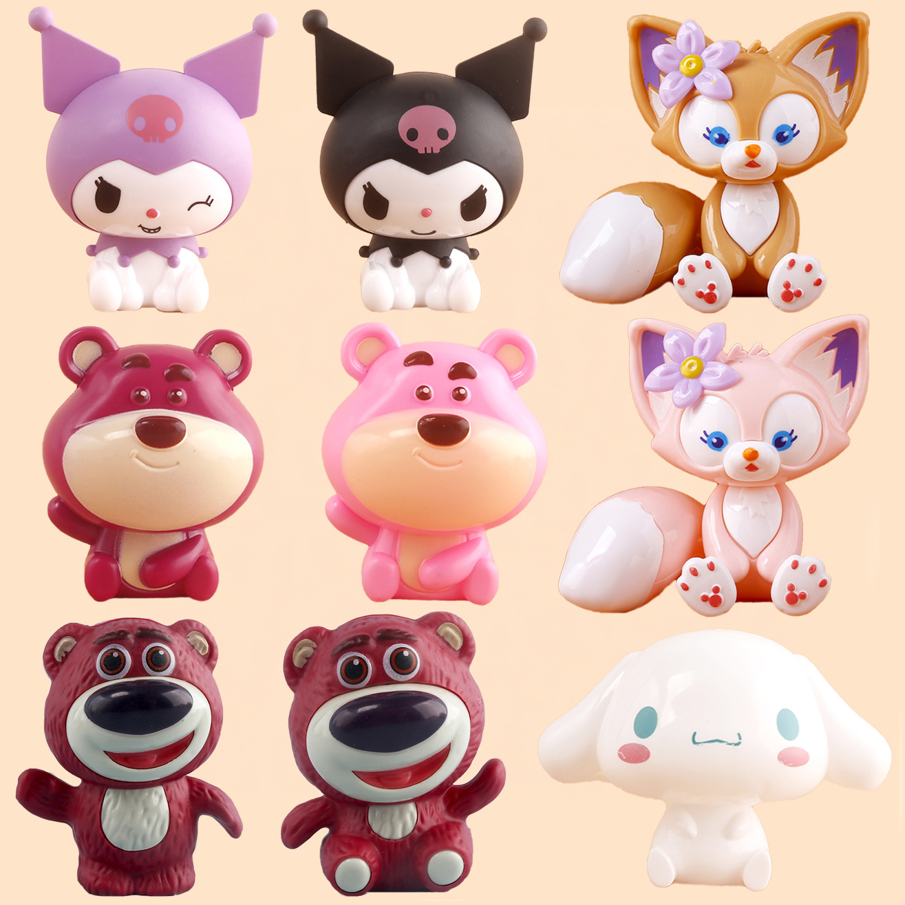 Plastic Kulomi Cinnamon Dog Strawberry Bear Cake Decoration Ornaments Birthday Cartoon Dress-up Stall Toy Accessories