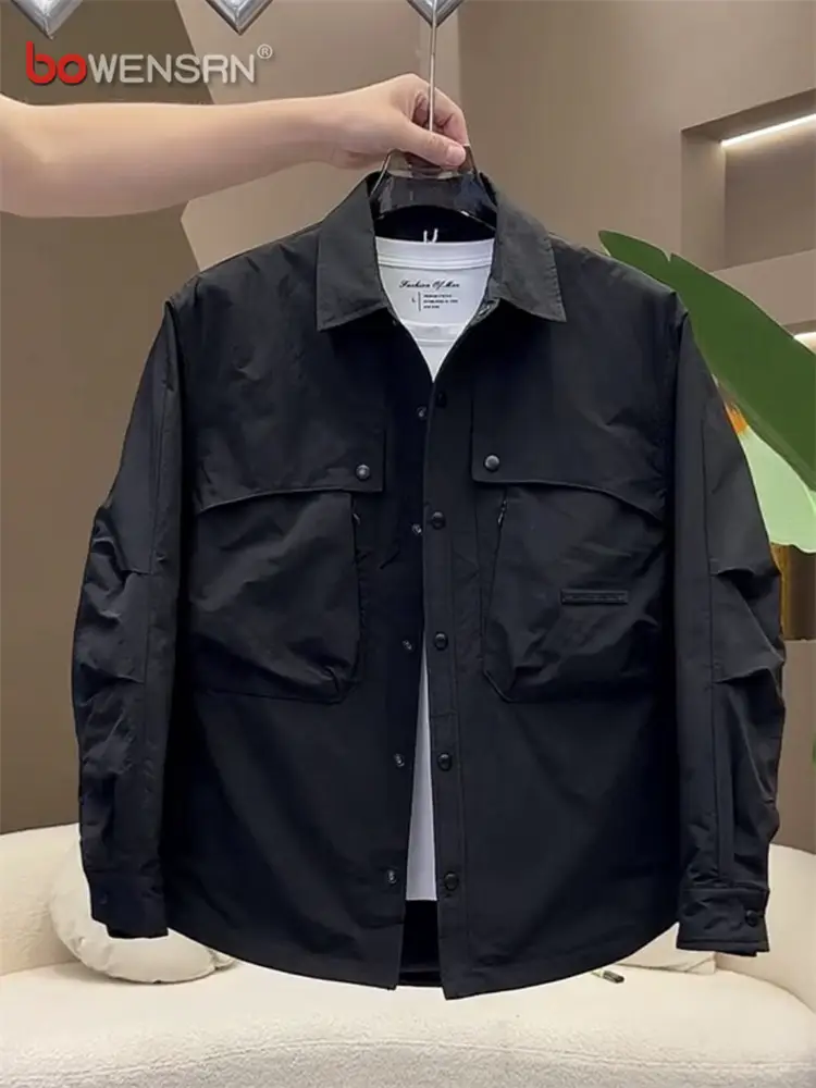 Trendy parka Cotton Jacket Outwear Men 2025 New arrival Autumn and Winter High-End Handsome Lapel thickened jacket Men's Style