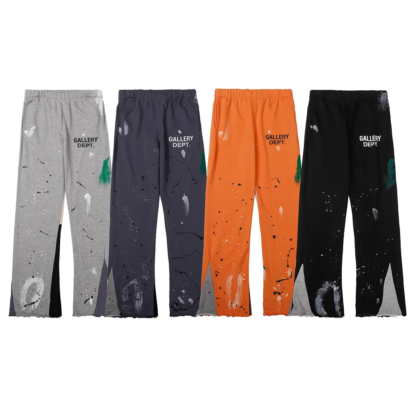 Vintage High Street Gallery Ink Splash Graffiti Sweatpants Long Straight Casual Pants for Men and Women Dept