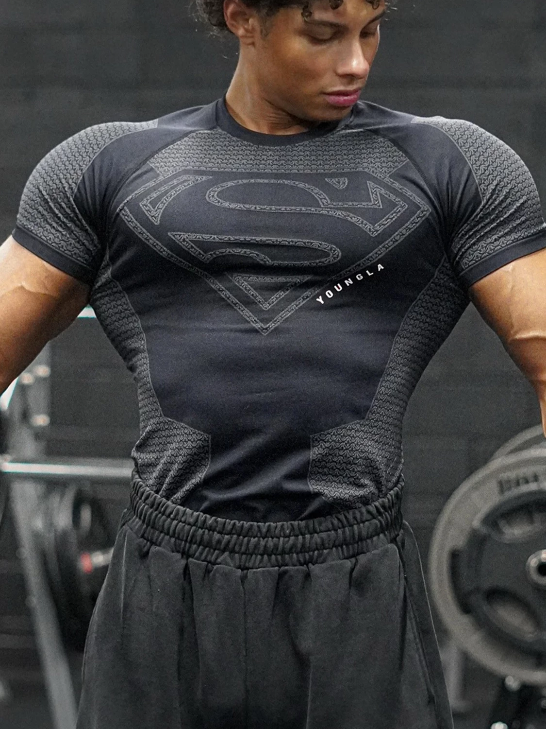 Youngla Sports Short-Sleeve Men's T-Shirt American Style Fitness Clothing Trendy Brand Muscle Gym Brothers Tight-Fitting Quick-Drying Elastic