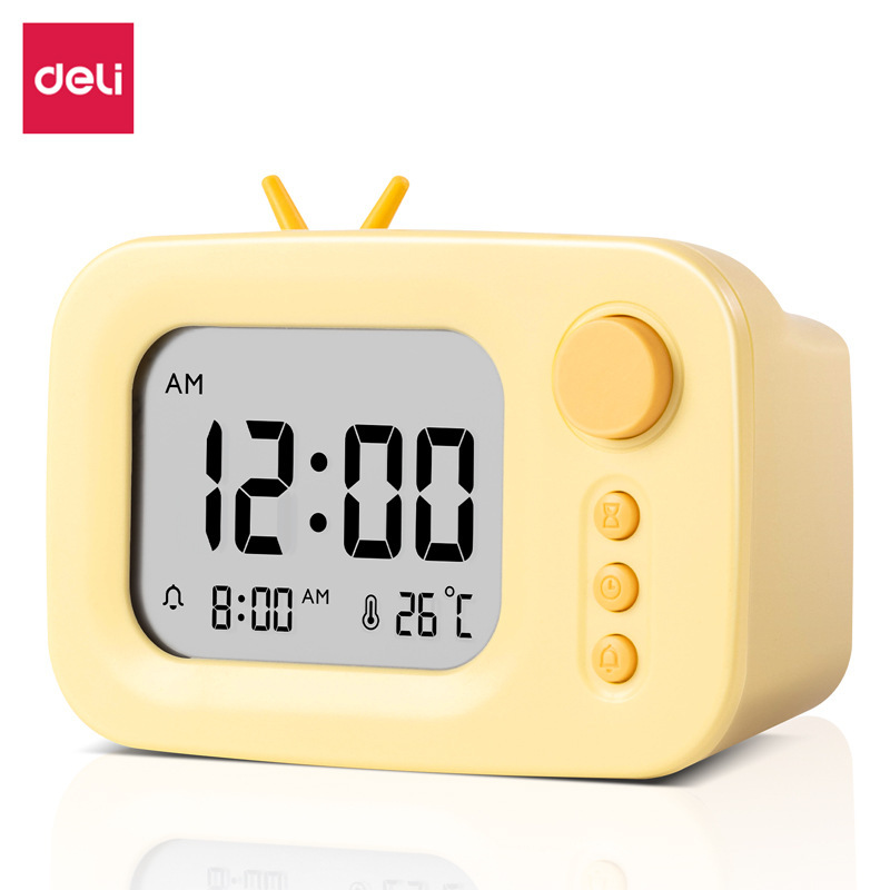 Deli Le104 Digital Temperature and Humidity Meter Student Smart Alarm Clock Multi-Function Bedside Luminous Timer