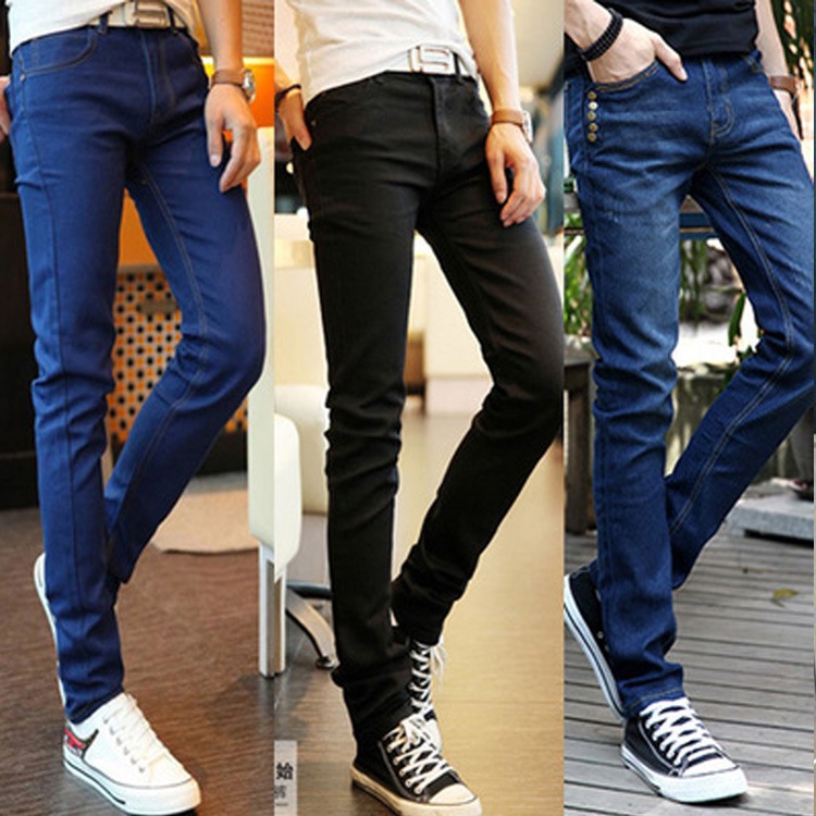 Wholesale stall goods spring jeans Korean calf men's personalized leggings boys trendy long pants trendy men's students