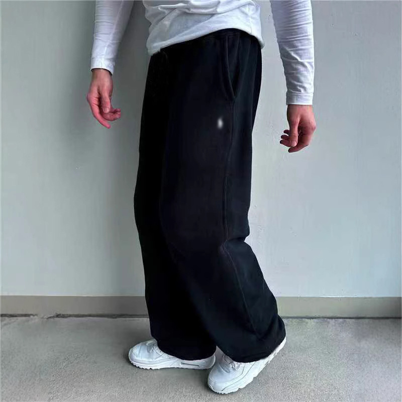 Cross-Border European and American Retro Y2K Street Trendy Hip-Hop Casual Elastic Waist Zipper Loose Pure Color Sports Casual Pants