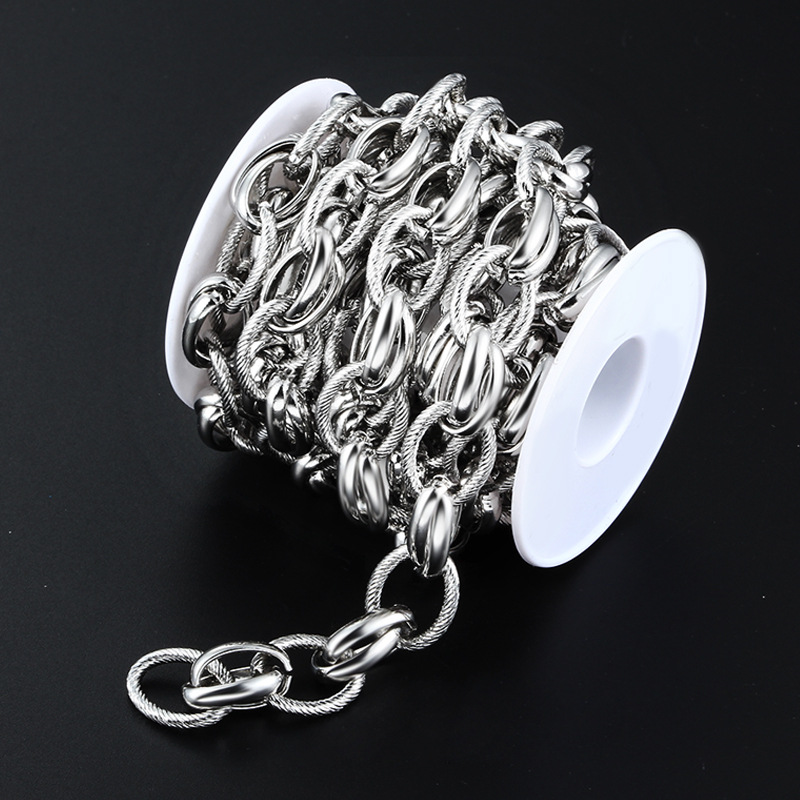 Stainless Steel Patterned Double Buckle Chain Jewelry Chain DIY Hip-Hop Unisex Necklace Choker Bracelet Titanium Steel Chain Accessories
