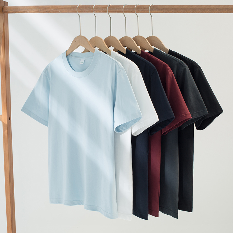 Pure Cotton Summer New Short-Sleeved Men's Round-Neck T-Shirt Top, Thin Loose-Fitting Solid Color Base Shirt, Casual Half-Sleeved Women's T-Shirt