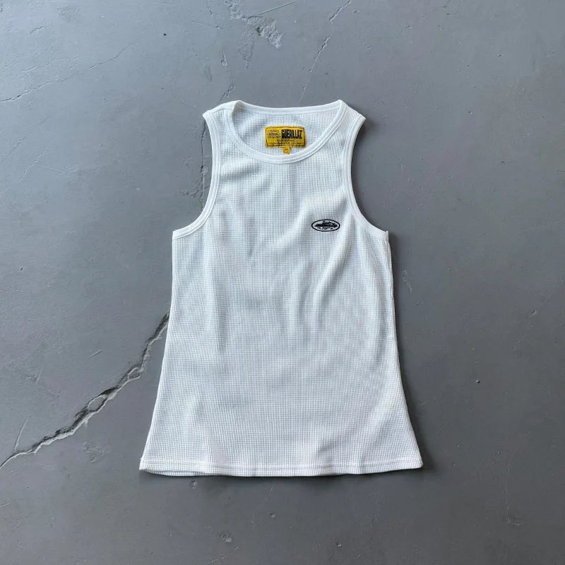 Corteiz American Style Vest Heavy Waffles Tight Training Sports Fitness Muscle Shoulder Men's Short-sleeved T-shirt