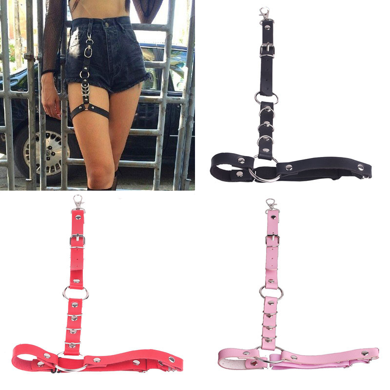 European and American fashion Harajuku PENGKE retro dark all-match trendy leg ring KTV performance sexy leather leg ring