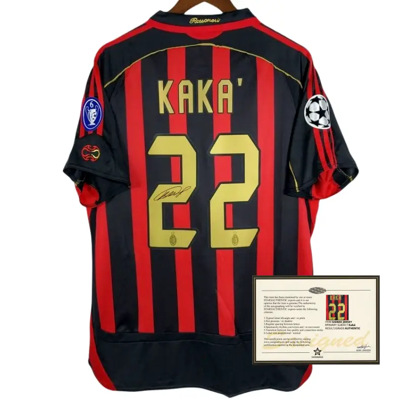06-07AC Kaka retro jersey home signature jersey print soccer jersey jersey