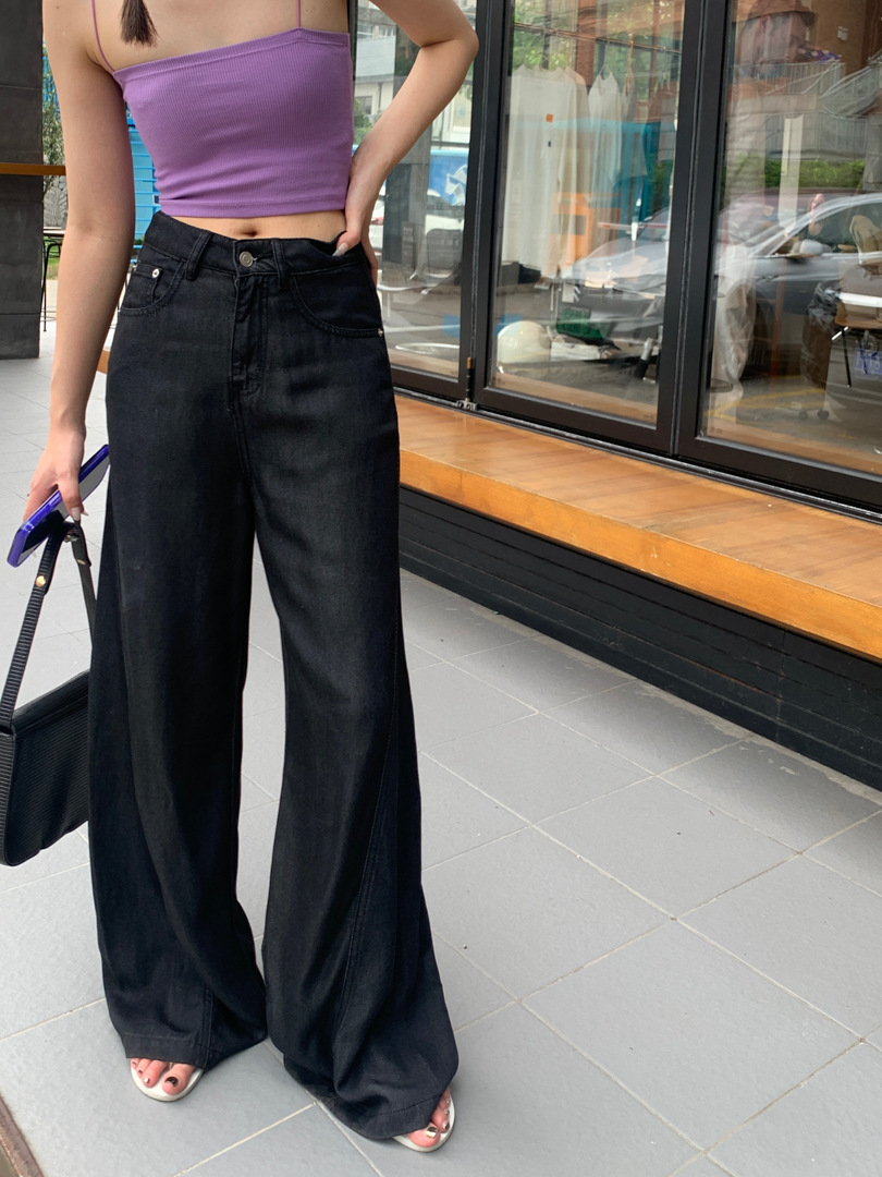 GAGD Early Autumn New Tencel Jeans Retro Fashionable Stitching Design Straight Jeans Loose Slim Trousers