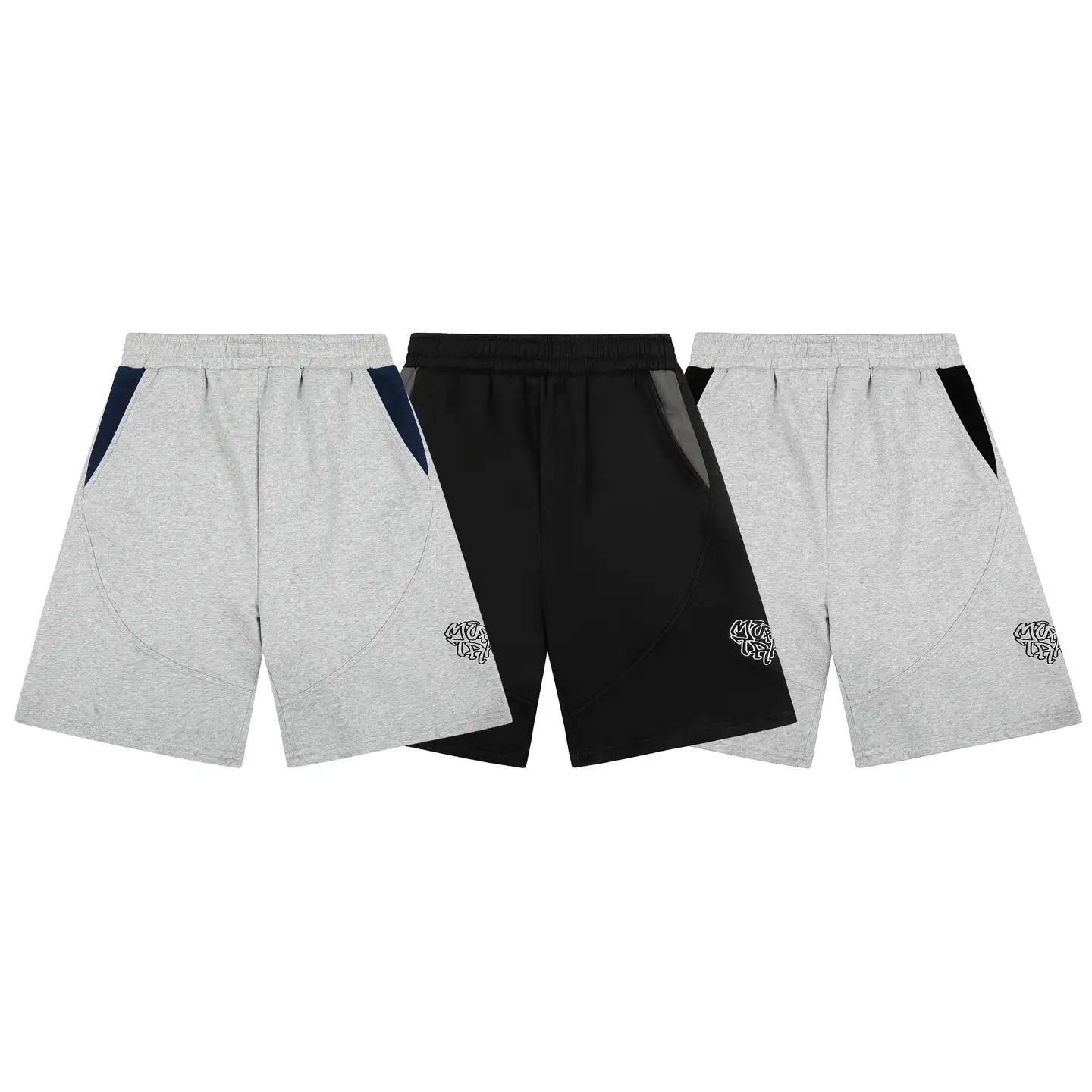 Mertra American High Street Fashion Brand Summer Retro Sports Casual Contrast Color Embroidered Loose Cotton Shorts for Men