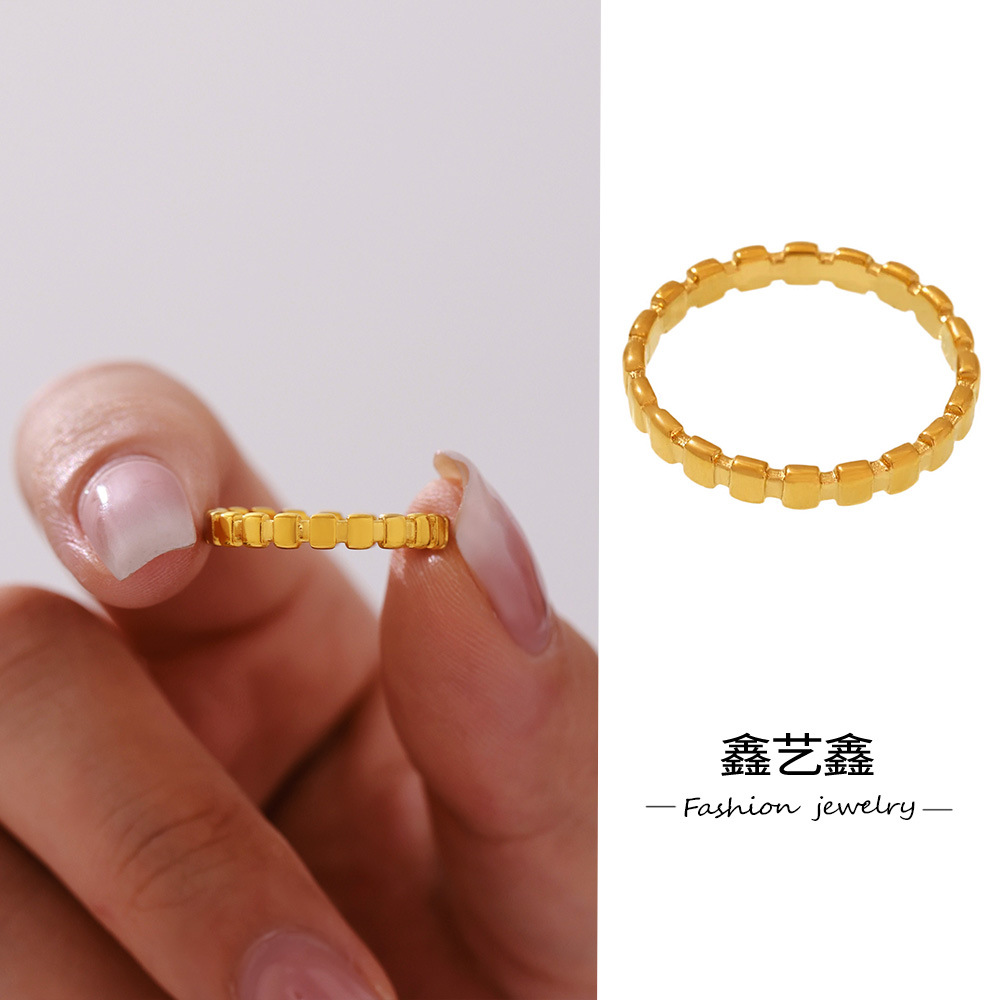 Xinyixin Super Small Square Ring Finger Ring Stainless Steel Casting ins Style Niche Design Jewelry Wholesale
