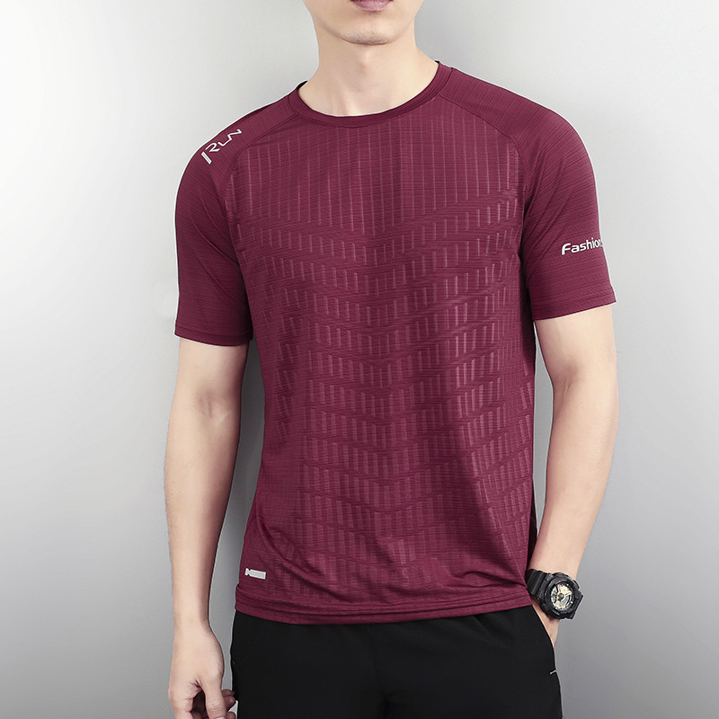 Summer Thin Breathable Men's Ice Silk Quick-drying T-shirt Sports Casual Round Neck plus size Men's T-shirt Ice Silk Short Sleeve