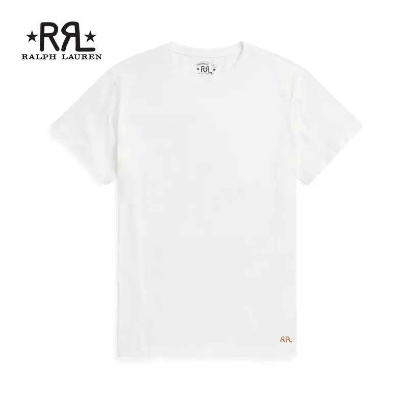 Rrl Men's Classic Plain Weave Knitting Round Neck T-Shirt Rl90112