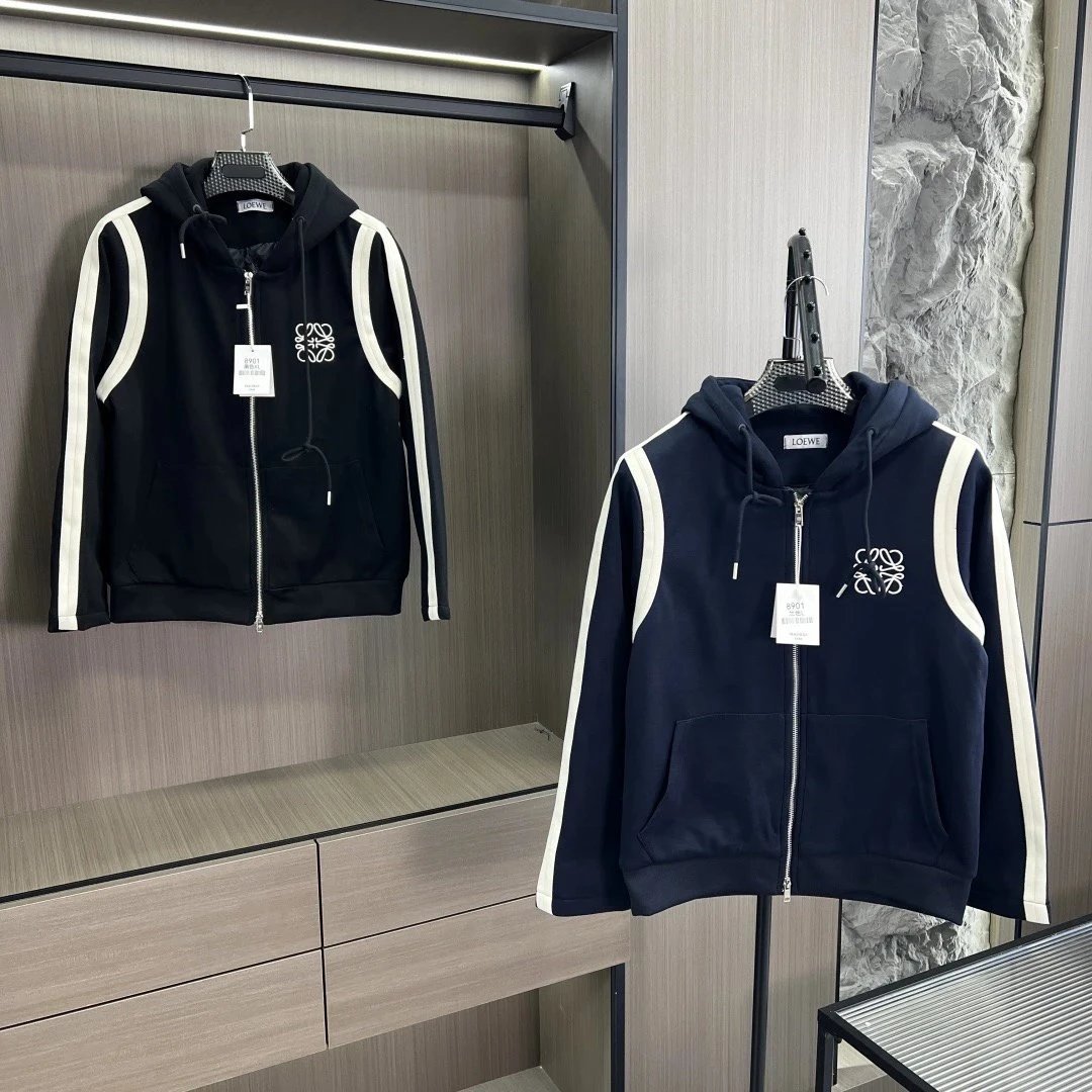 [Spot Seconds Tripod Version] Guangzhou High Version Ding Goods Autumn New-Loewe Zipper Cardigan Cotton Jacket Complete with Three Marked Official Website One Not Card Collection Day Logistics!