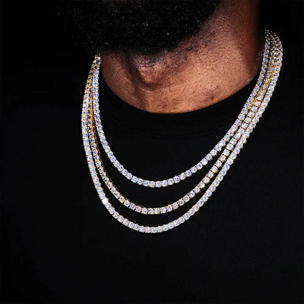 MST BLING European and American fashion hip-hop 3/4/5/6mm zircon tennis chain necklace hip-hop chain trend