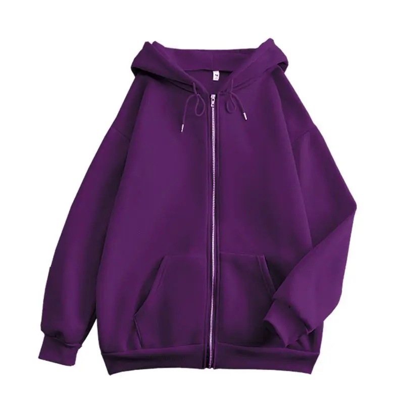 Amazon Solid Color Tablet Foreign Trade Cross-border Sweatshirt ins College Style Japanese Style Loose Zipper Thickened Hooded Jacket