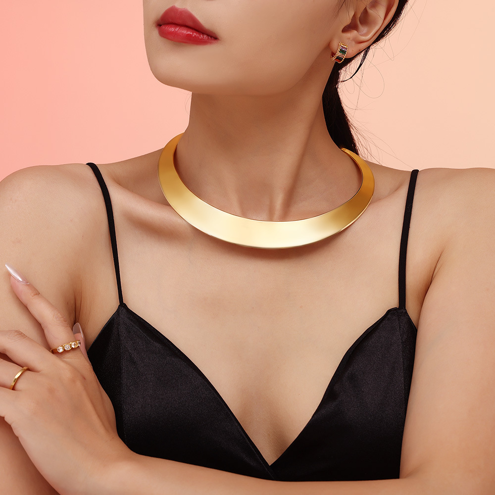 European and American Style Cross-Border Street Punk Internet Celebrity Collar Stainless Steel Trendy Exaggerated Open Necklace Spot Wholesale Jewelry