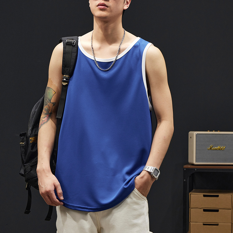 Ice Silk Quick-Drying Sports Running Jersey Sleeveless Vest Mesh Basketball Sports Vest Summer Loose Sleeveless T-Shirt