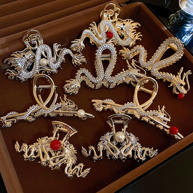 Chinese Style Dragon Year Dragon Ball Grab Holder Back Head New Year Festive Elegant Luxury High-grade Hairpin