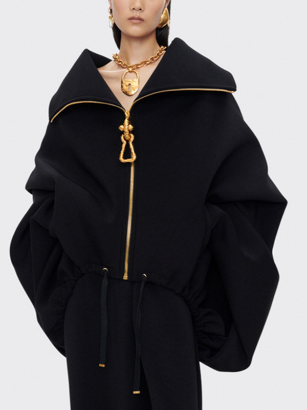 2026 Spring New Fashion Casual Style High-End Jacket with Lapel and Batwing Sleeves, Korean Style Short Loose Jacket for Women