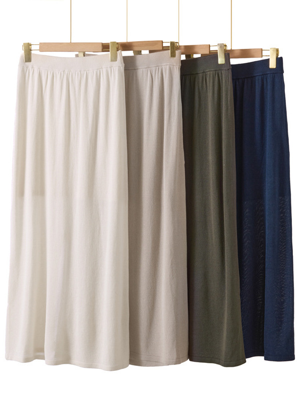 Modal Long Skirt for Women with Elastic Waist, High-Waisted, Casual and Versatile, 2026 Summer New Style, Paper Yarn Skirt