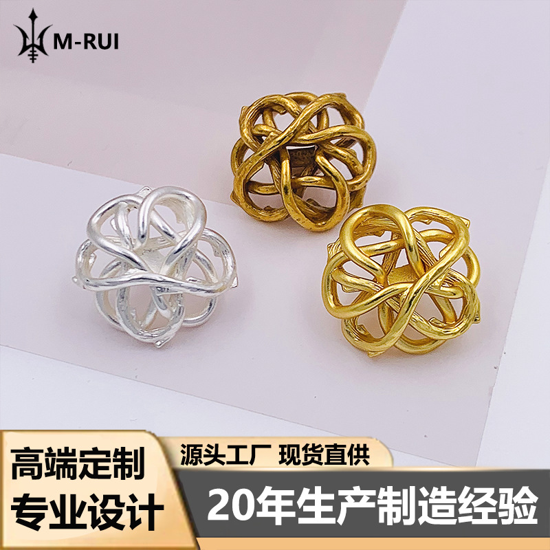 High-end Style Small Fragrance Hydrangea-shaped Hollow Casting Personalized Retro Sweater Jacket Suit All-match Metal Buttons