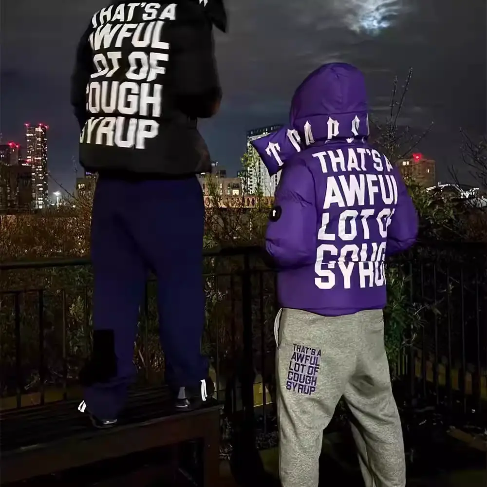 Trapstar冬季羽绒棉服保暖加厚宽松带帽外套男女同款高街字母棉衣