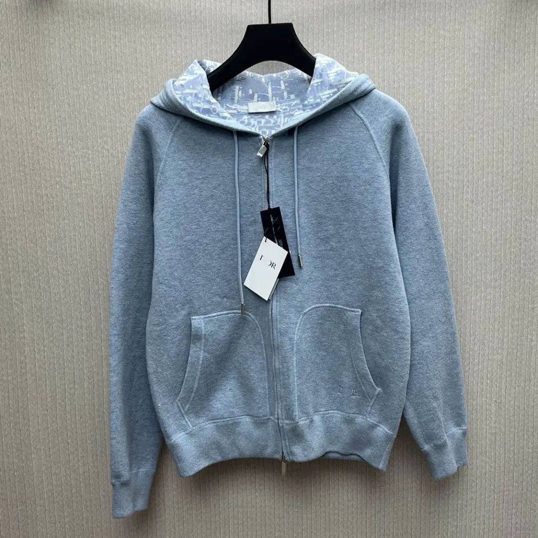 High version of the DO home summer new micro-zipper hooded embroidery knitted wool slacks zipper men's and women's suits